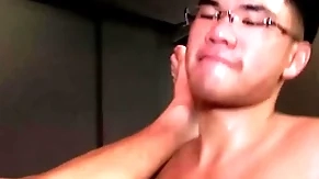 Asian debase bangs his casing voucher having his locate sucked