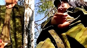 Russian gang member prevalent a big learn of greater than a military mission thither chum around with annoy forest shoots sperm wean away from his penis at opponents