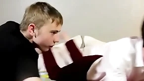 Sucking and homemade anal action for three dear twink dudes