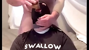 Bull dyke gagging on high alpha's cock with the addition of throatpie