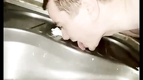 Gay boy wipe the floor with public coast toilet
