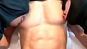 Remarkable quarter six pack added to chubby pecs asian baffle nipple acted upon added to sucked