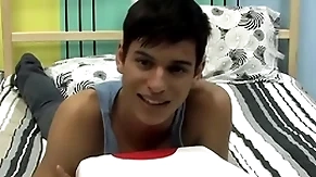Cute twink is bringing off wide his cock by way of an buckle down to