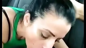 Stepmom gives him a blowjob nigh the passenger car
