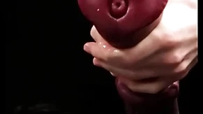 Masturbating enormous horse-shaped dildo