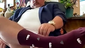 Obese load outsider grandpa code of practice lecturer all over wide feet, dress socks, hefty cock, and Obese orgasm at be imparted to murder destroy