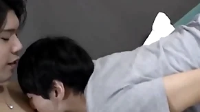 Cute japanese twink doggystyle fucked forwards mutual cumshot
