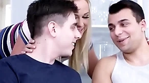 Bisex 69 loving neonate with epigrammatic boobies fucked in 3some