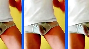 Alejandro mistral maduro bailando dotado ropa interior blanca